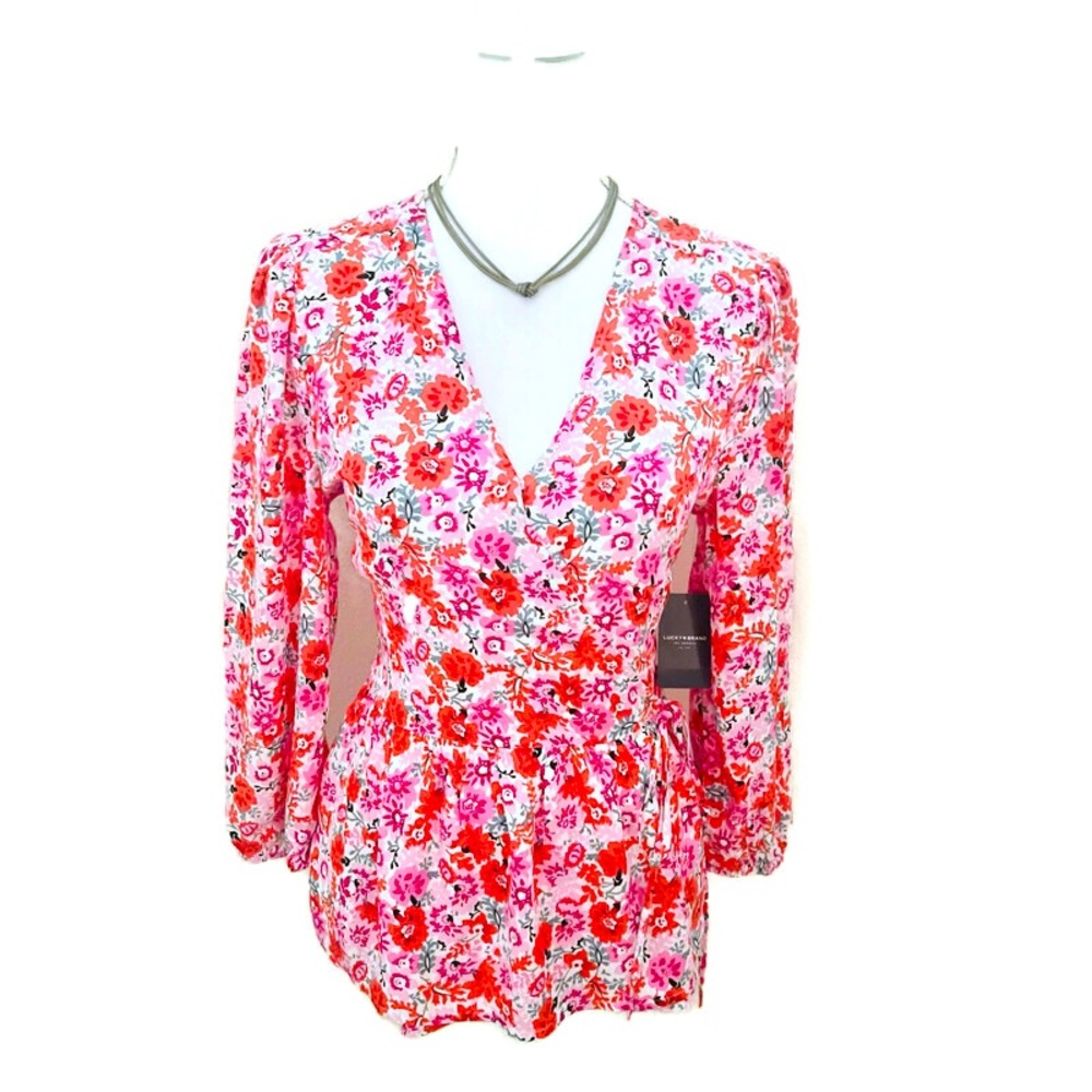 Lucky Brand (NEW) Floral Print Wrap Top